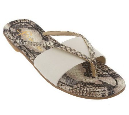 B. Makowsky Leather Thong Sandals with Cross Strap - A215560