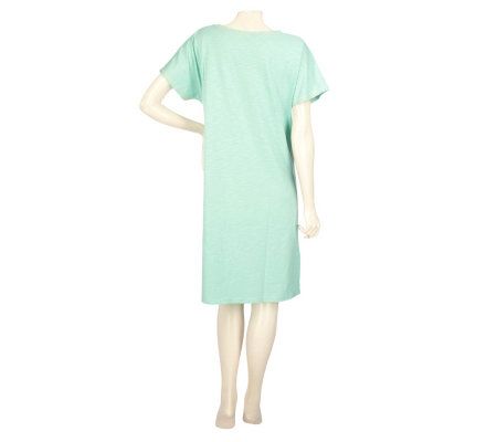 Stan Herman Cotton Jersey Sleep Gown w/ Contrast Lace Trim