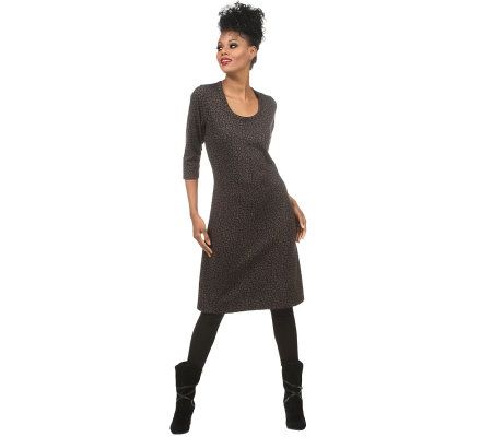 Isaac Mizrahi Live! 3/4 Sleeve Jacquard Leopard Dress - A217660