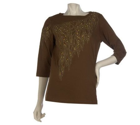 Bob Mackies Jewel Embellished Top with Metallic Embroidery - A218560