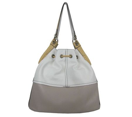 orYANY Leather Diane Colorblock Drawstring Bag