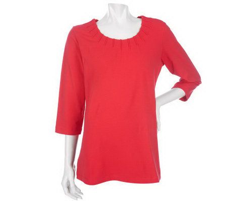 Denim & Co. 3/4 Sleeve Scoop Neck Tunic with Side Slits - A201561