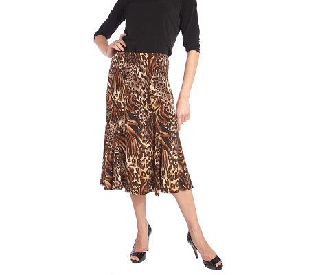 George Simonton Animal Print Milky Knit Gored Skirt - A203661