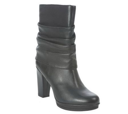 Kenneth Cole Reaction Leather Ruched Cuff Side Zip Boots - A209661