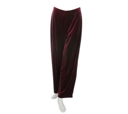 Susan Graver Stretch Velvet Pull-on Regular Pants - A21061