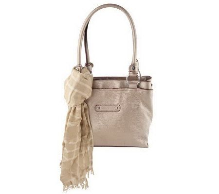 Isaac Mizrahi Live! Double Handle Tote with Scarf - A213761