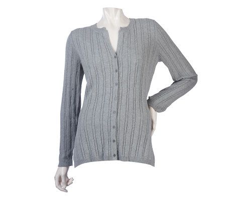 Liz Claiborne New York Allover Cable Long Sleeve Cardigan - A217661