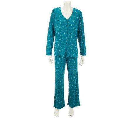 Carole Hochman Dotted Daisies Cotton Jersey 3-Piece Pajama Set - A218061