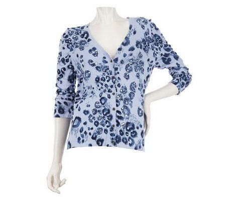 Kelly by Clinton Kelly Animal Print Cardigan with Sequin Detail - A220261