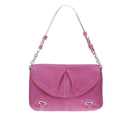 B. Makowsky Leather Flap Top Clutch with Chain Detail - A221261