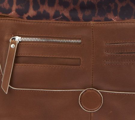 B. Makowsky Leather Flap Top Clutch with Chain Detail