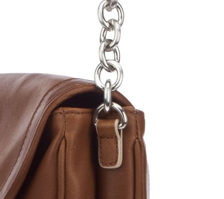 B. Makowsky Leather Flap Top Clutch with Chain Detail