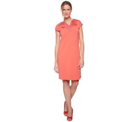 Isaac Mizrahi Live! Knit Dress with Soutache Trim - A221361