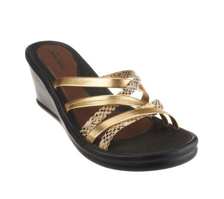 Skechers Multi-Strap Snake Print Wedge Sandals - A224561