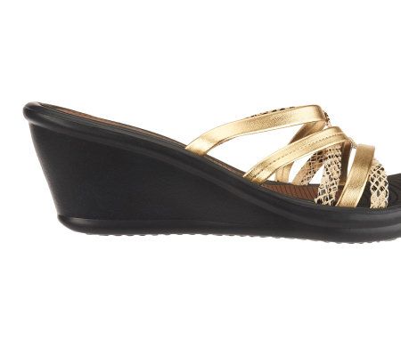 Skechers Multi-Strap Snake Print Wedge Sandals