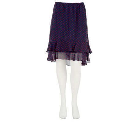 Kelly by Clinton Kelly Dot Tiered Flounce Skirt w/Elastic Waist - A231461