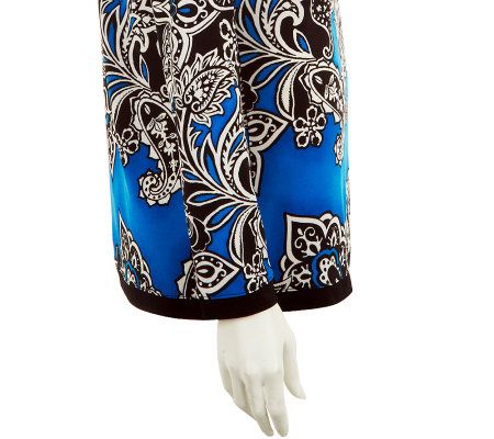 Linea by Louis DellOlio Placed Print Long Sleeve V-Neck Tunic