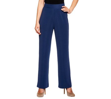 Susan Graver Lustra Knit Petite Wide Waistband Pants - A2361
