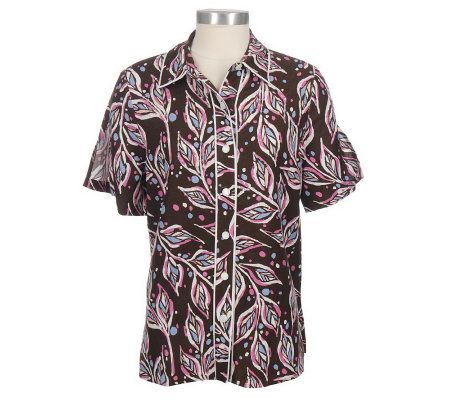 Bob Mackies Jungle Jazz Linen/Rayon Camp Shirt - A72061