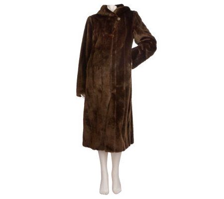 Dennis Basso Full Length Faux Fur Coat w/Shawl Collar and Cuffs - A96461