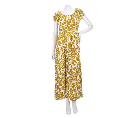 Linea by Louis DellOlio Floral Print Scoop Neck Maxi Dress - A222262