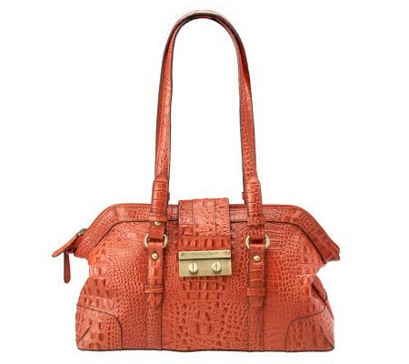 Etienne Aigner Croco Embossed Leather East/West Monaco Satchel - A222362