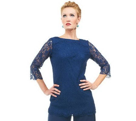 Joan Rivers Lace Tunic with 3/4 Bell Sleeves - A222662