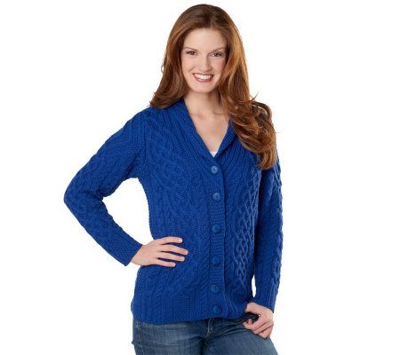 Aran Craft Button Front Shawl Collar Cardigan - A222862