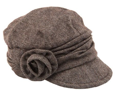 San Diego Hat Company Herringbone Cap with Rosette Detail - A229062