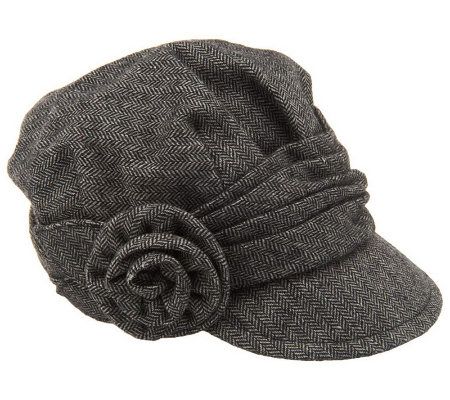 San Diego Hat Company Herringbone Cap with Rosette Detail - A229062