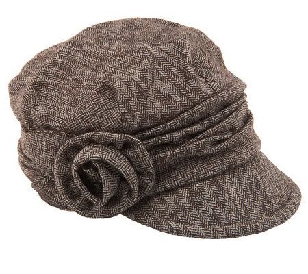 San Diego Hat Company Herringbone Cap with Rosette Detail - A229062