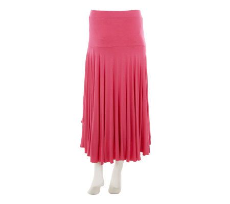 LOGO by Lori Goldstein Knit Skirt with Hi-Low Hem