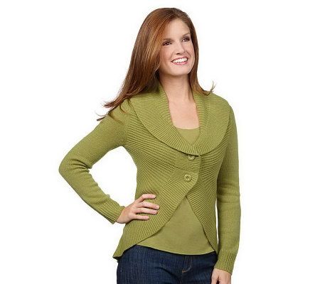 As Is Motto Rib Knit Button Front Shawl Collar Cardigan - A232062