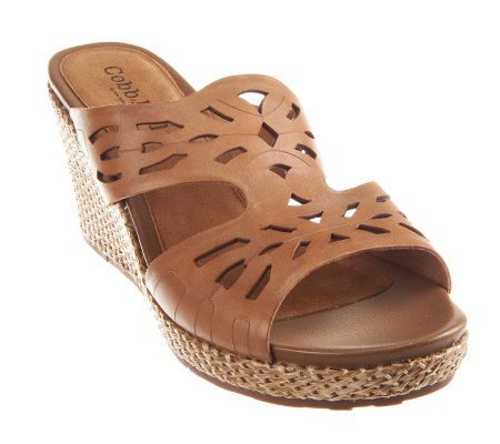 Cobb Hill by New Balance Meagan Leather Wedge Slide Sandals - A233462