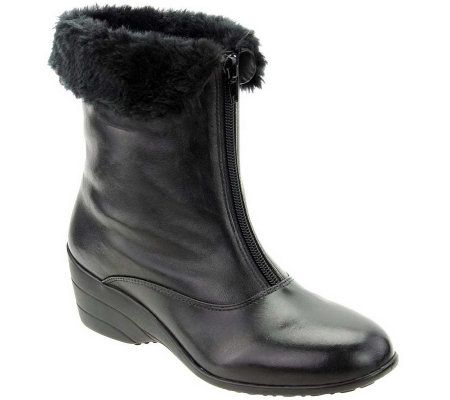 David Tate Fluffy Leather Boots - A326062