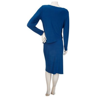 EffortlessStyle by Citiknits Shantung Long Sleeve Top & Skirt Set