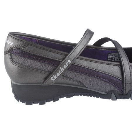 Skechers Leather & Sparkle Wedge Mary Janes