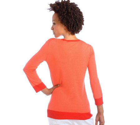 Isaac Mizrahi Live! 3/4 Sleeve Silk Cotton Cardigan