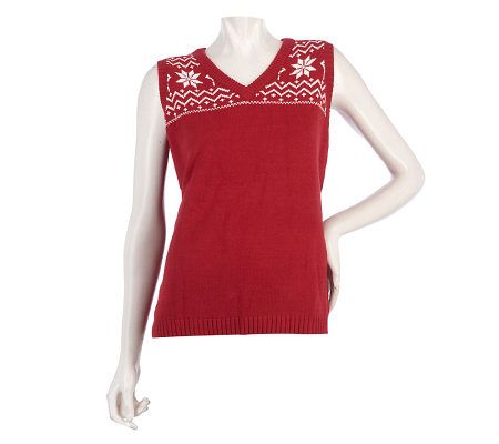 Denim & Co. Fair Isle V-neck Sweater Vest - A217363