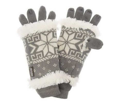 MukLuks 3-in-1 Weather Resistant Snowflake Knit Glove - A218363