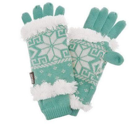 MukLuks 3-in-1 Weather Resistant Snowflake Knit Glove - A218363