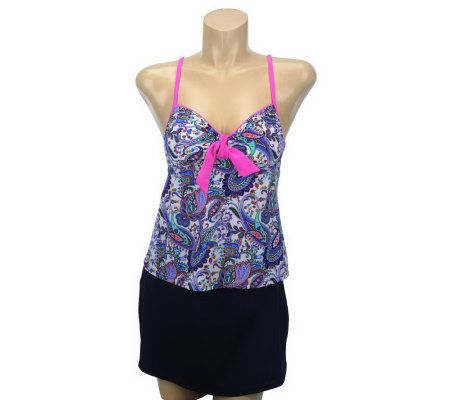 Fit 4 U Hips Paisley Tie Front Skirtini - A220863