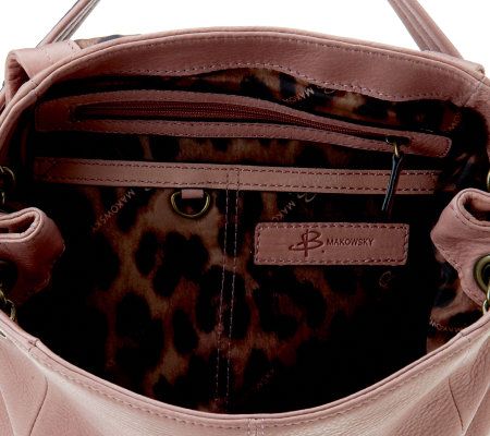 B. Makowsky Glove Leather Flap Top Shoulder Bag w/ Chain Strap