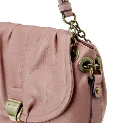 B. Makowsky Glove Leather Flap Top Shoulder Bag w/ Chain Strap