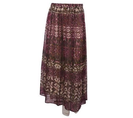 Motto Regular Ikat Printed Elastic Waist Long Skirt - A222263