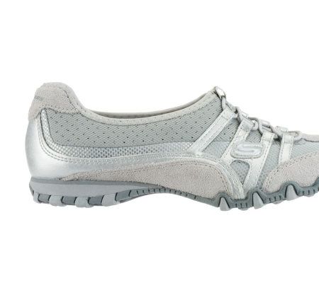 Skechers Leather and Mesh Wedge Bottom Bungee Shoes