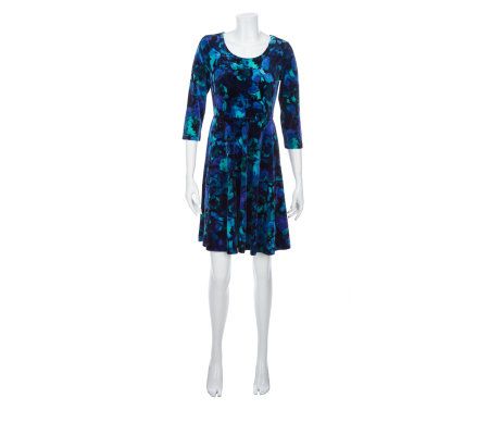 Isaac Mizrahi Live! Watercolor Knit Velvet Dress - A227263