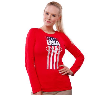 Team USA Womens USA Rings Long Sleeve T-shirt - A227863