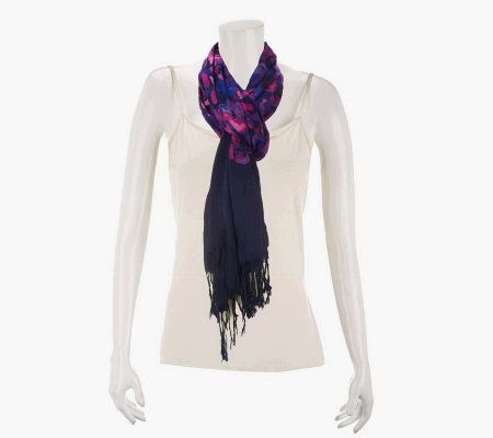 Isaac Mizrahi Live! 28 x 72 Watercolor Print Scarf - A228063