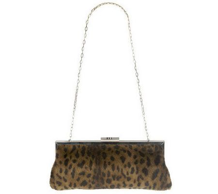 As Is Dennis Basso Faux Fur Framed Clutch with Hidden Chain Strap - A235963